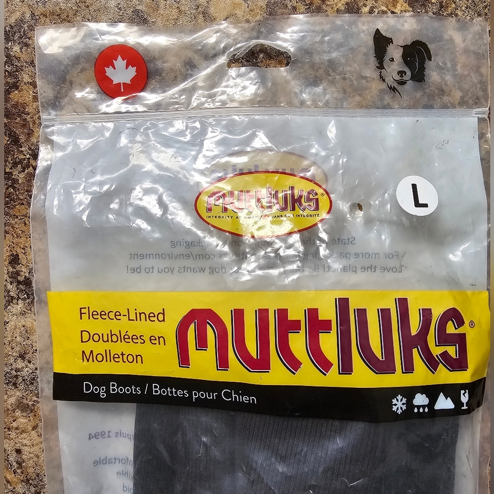 Muttluks Fleece Lined Dog Boots - Size L (Black)